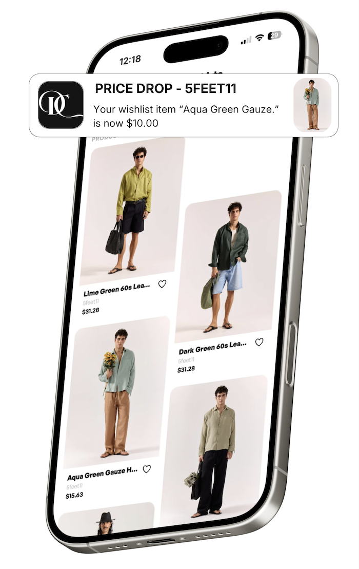 DeCru home feed — brand alerts and drop notifications